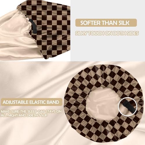 Satin Hair Bonnet Silk Bonnet for Sleeping Double Layer Elastic Adjustable Reusable Cute Aesthetic for Women Girls - Image 3