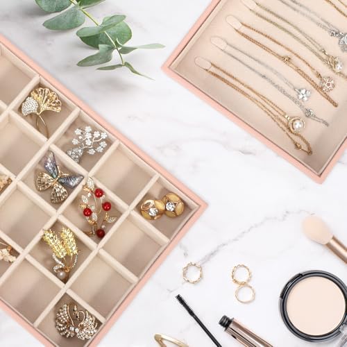 Voova Stackable Jewelry Organizer Tray with Lid (Set of 4, Pink) - Image 2