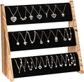 Necklace Holder, 3 Tier Necklace Organizer Stand with Velvet, Wood Necklace Display Stands for Selling, Jewelry Display Stand for 72 Necklaces Bracelets (Brown) by Yoimori
