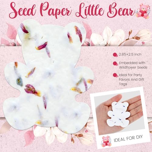 Dunzoom 50 Pcs Plantable Seed Paper Tags Wildflower,Bear - Image 3