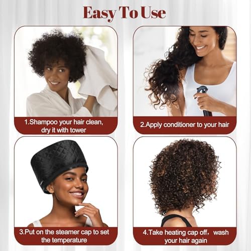 TEPENAR Hair Steamer for Deep Conditioning: Upgraded Heat Cap with 10-Level Fast Heating 3 Time Settings for Natural Hair Portable Thermal Steam Cap for Home Hair Treatment - Image 6