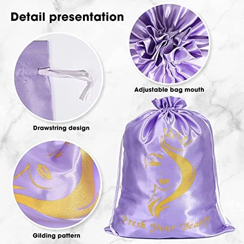 6pc Satin Wig Storage Bag, Mix Purple & Pink - Image 4