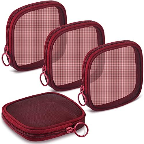 Weewooday 4Pcs Mesh Makeup Bag, Wine Red, Small, Classic by Weewooday