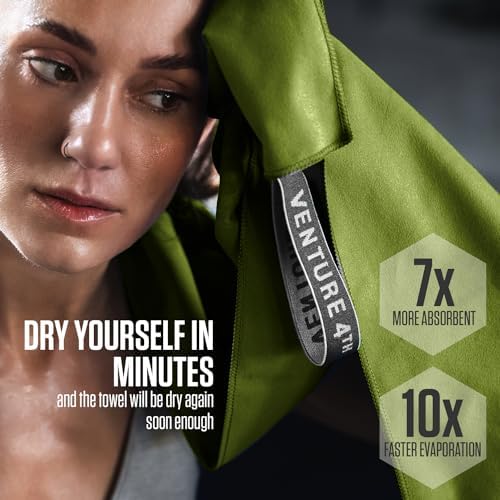 VENTURE 4TH Quick Dry Microfiber Towel for Camping & Gym - Lime XL - Image 6