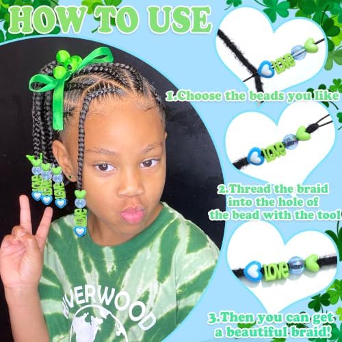 NAISKA 102PCS Green Blue Hair Beads for Braids Box Braids Jewelry Loc Beads - Image 5