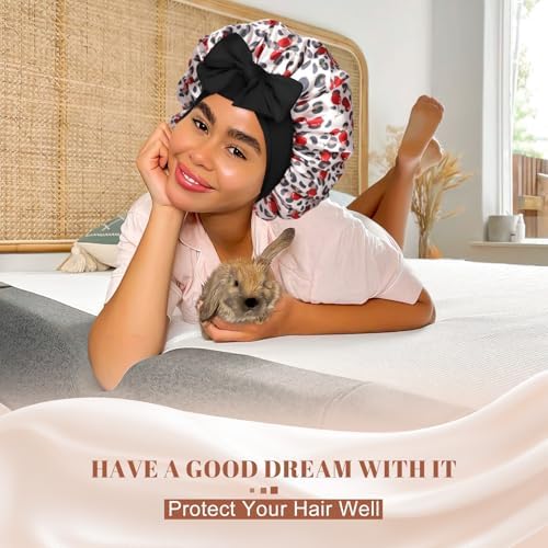 CHLINS Double Layer Satin Bonnet for Sleeping, Hair Bonnet for Curly Hair - Image 6
