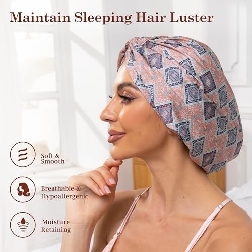Bohemia Adjustable Silk Bonnet Satin Curly Hair Wrap for Sleeping Women - Image 4