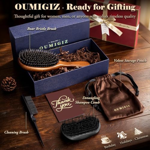 Boar Bristle Hair Brush British Craftsmanship Handmade Slick Back - Image 6