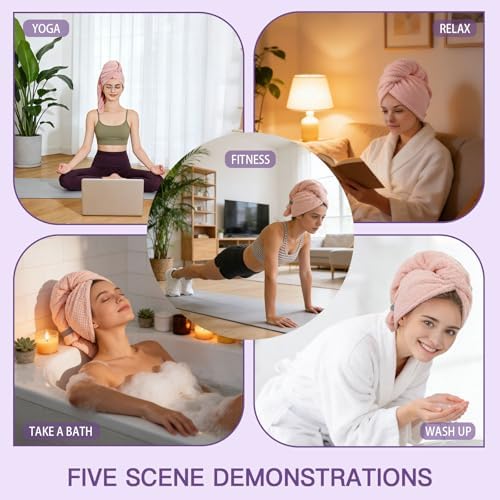 MAGO FAMILY MAGIC Microfiber Hair Towel Wrap 1 Pack, 42" x 27" Super Absorbent Hair Turbans with Elastic Band, Anti-Frizz Quick Dry Hair Drying Towel for Women Long, Thick, Curly Hair Care (Gray) - Image 7