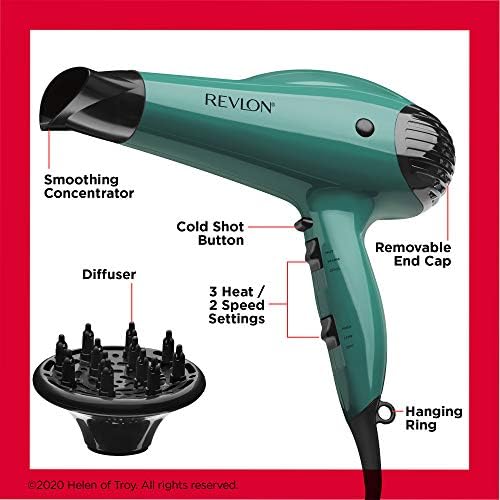 Revlon Volume Booster Hair Dryer | 1875W for Voluminous Lift and Body, (Green) (Pack of 2) - Image 6