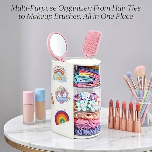 Hair Tie Organizer and Brush Holder with 50pcs Rainbow Stickers - Image 7