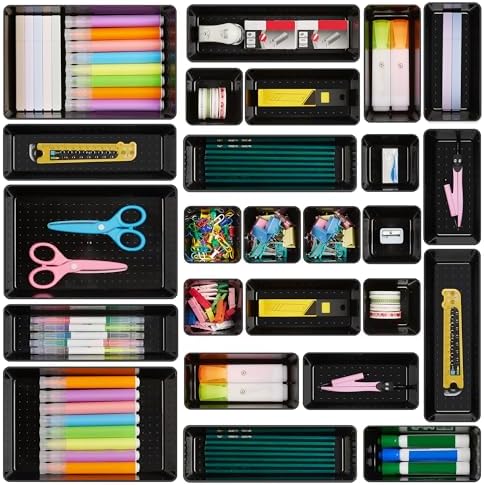 Vtopmart 25 Pack Plastic Drawer Organizers with Non-slip Rubber Pads by Vtopmart