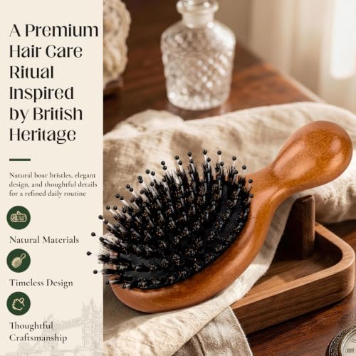 Mini Boar Bristle Hair Brush for Women Men, Small Travel HairBrush - Image 2