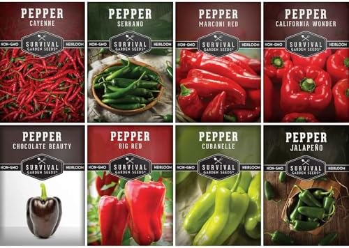 Pepper Seeds Collection - 8 Variety Pack for Planting by SurvivalGardenSeeds