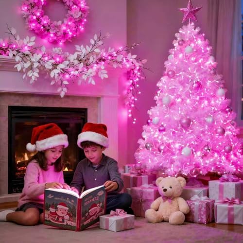 JMEXSUSS 200 LED Pink Lights for Room Decor, Pink String Halloween Lights - Image 5
