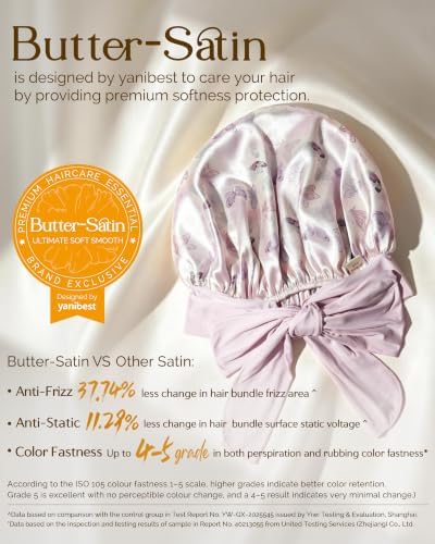 YANIBEST Adjustable Silk Bonnet for Sleeping Women Double Layer Satin Bonnet Reduce Friction Prevent Frizz Curly Hair - Image 2