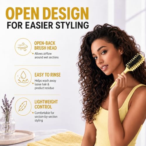Curly Hair Brush Candybrush Curl Defining Brush for Detangling Shaping and Defining Curls for Women, Men, Wet & Dry Hair (Creamy Yellow) - Image 6