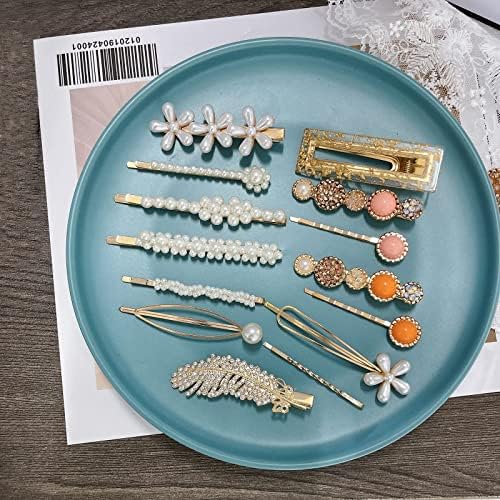 Mehayi 20 PCS Pearl Hair Clips Set Fashion Korean Acrylic Resin Hair Barrettes, Bobby Pins Hairpins for Women and Ladies Girls Headwear Styling Tools, Hair Accessories for Decorative Party Wedding - Image 4