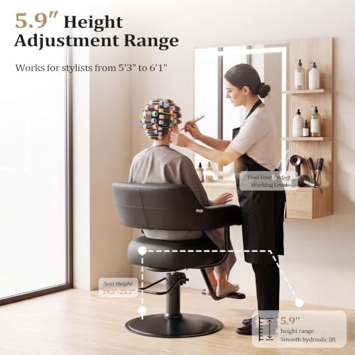 OmySalon Barber Chairs for Barbershop Dark Brown and Gold Styling Chair, Salon Chair for Hair Stylist Heavy Duty Hydraulic Pump, 360°Swivel with Footrest, Hairdressing Beauty Spa Braiding Equipment - Image 6