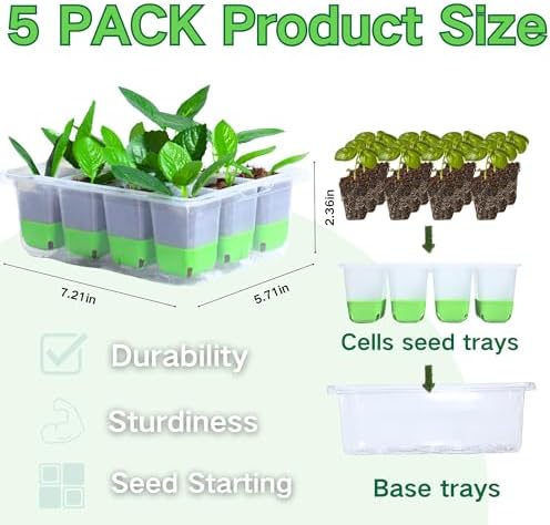 5 Pack 60-Cell Flexible Silicone Seed Starter Trays for Easy Transplant - Image 6