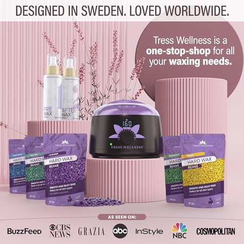 Tress Wellness Waxing Kit for Sensitive Skin – Safe for Face & Skin, Prep & Aftercare Spray, Easy to Use – At-Home Kit for Face, Bikini, Brazilian & Full Body - Digital Display, Dusty Pink Air - Image 6