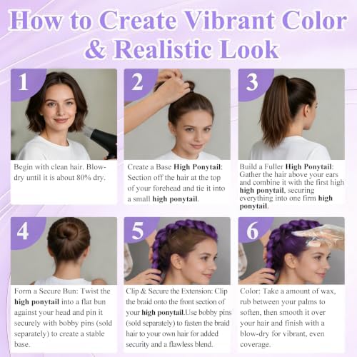 35" Purple Braiding Hair & Purple Hair Wax for Adult Halloween Costume - Image 5