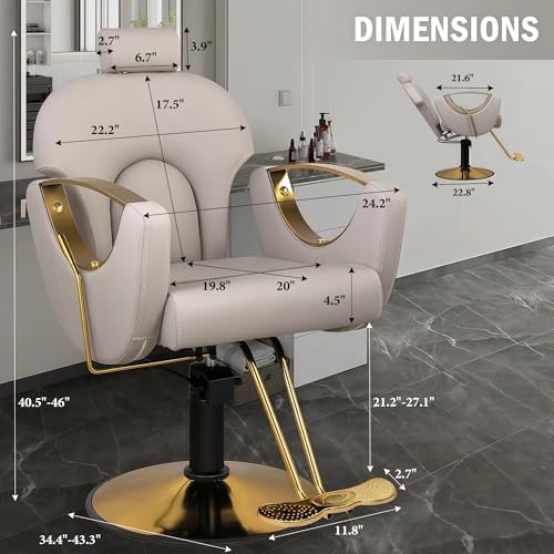Reclining Salon Chair for Hair Stylist with Heavy Duty Hydraulic Pump - Image 3