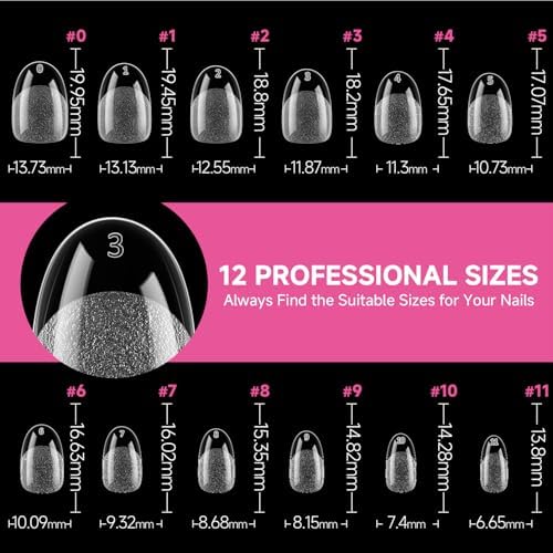 UNA GELLA Short Oval Round Nail Tips Pre Etched Short Oval Gel Nail Tips - Image 7