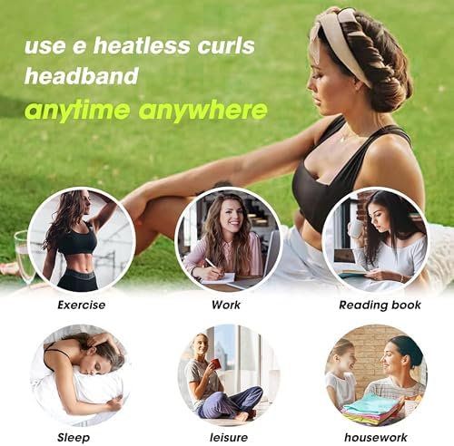 Pinkiou Heatless Hair Curler,Overnight Curls to Sleep In, Satin Velvet No Heat Curling Headband Rollers for Long Medium Hair, Heatless Curling Set with 2 Scrunchies ＆ Clip - Image 5