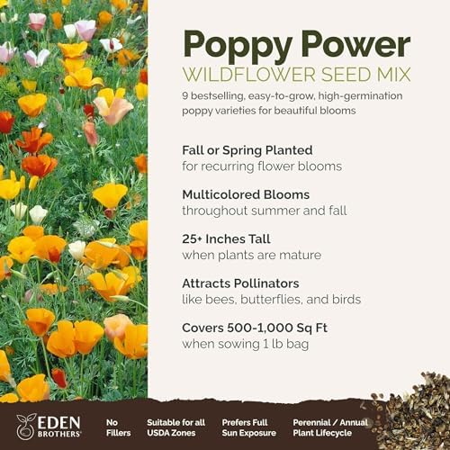 Eden Brothers Poppy Power Flower Mixed Seeds for Planting, 1 lb - Image 2