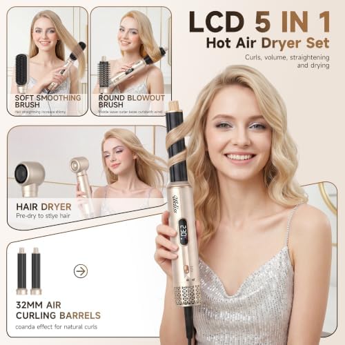UKLISS 5-in-1 Hot Air Brush & Hair Dryer Air Styler with Auto-Wrap Curlers - Image 2