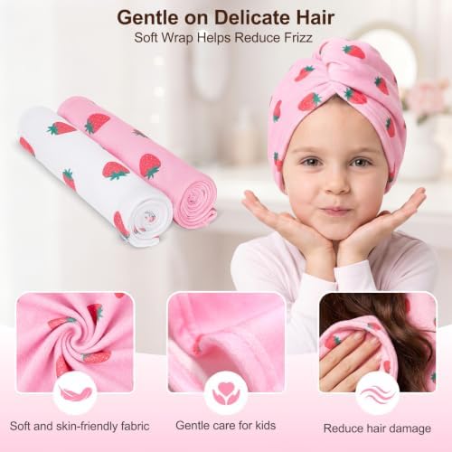Kids Microfiber Hair Towel Wrap 2Pack Absorbent Hair Drying Turban for Girl - Image 6