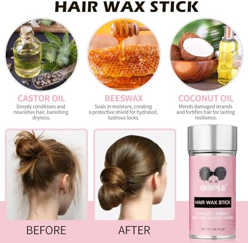Slick Back Hair Brush & Wax Stick Set for Slick Back Hair – Teasing Boar Bristle Hair Brush for Sleek, Control, Flyaways & Baby Hairs – Wax Stick for Women Sectioning & Smoothing Ponytail Bun - Image 3