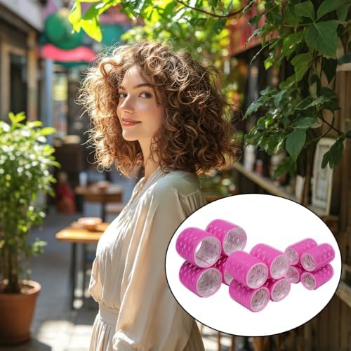 12Pcs Aluminum Thermal Hair Roller with 12Pcs Clips (Rose Red) - Image 5