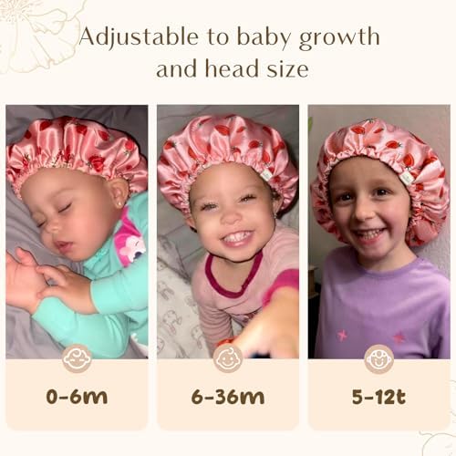 YANIBEST Baby Satin Bonnet Sleep Cap - Double Layer Reversible Adjustable Silky Satin Cap for Infant Toddler(0-6 Months,Black) - Image 3
