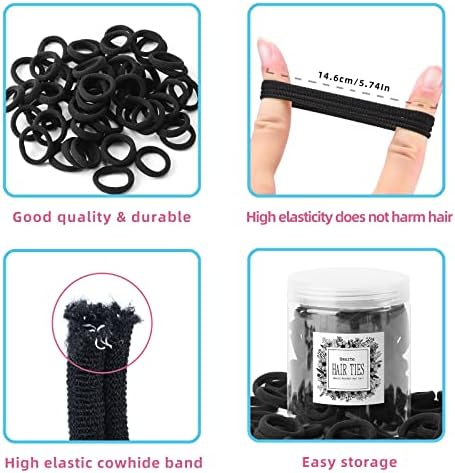 100Pcs Black Baby Hair Ties, Soft Cotton Hair Elastics Ponytail Holders - Image 5