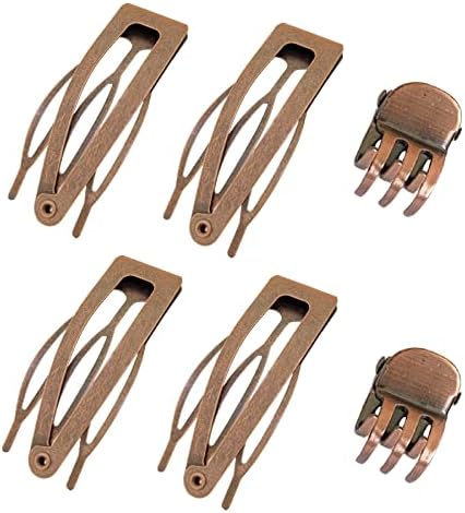 Hann 24 Pieces Double Grip Hair Clips + 2 Claw Hair Clips Metal Snap Hair Clips Hair Barrettes for Hair Making, Salon Supplies (Red Ancient Bronze) by HannInc