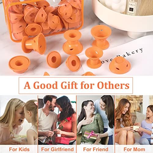 JANYUN 40 Pcs Orange Silicone Hair Rollers Heatless Hair Styling Tools - Image 6