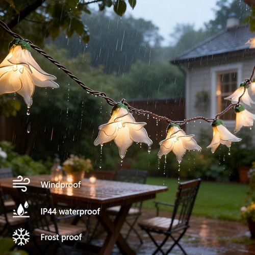 Flower String Lights Plug in, Decorative Christmas String Lights Indoor for Bedroom,10 White Lily Flower Lighted Garland, 8.5FT Connectable Fairy Hanging Lights Outdoor for Patio Garden Wedding Gifts - Image 4