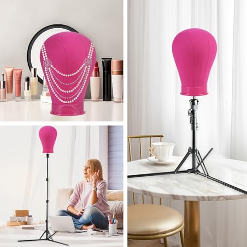 23In Wig Stand Wig Head with Tripod, Wig Head Stand Mannequin Head(Rose) - Image 6
