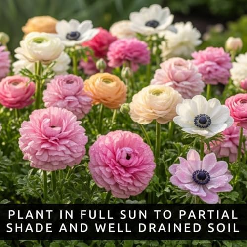 Pastel Ranunculus & Anemone Flower Bulb Mix – 50 Premium Bulbs for Planting | Romantic Light Colors | Easy to Grow Perennials for Garden Beds, Pots & Borders - Image 5