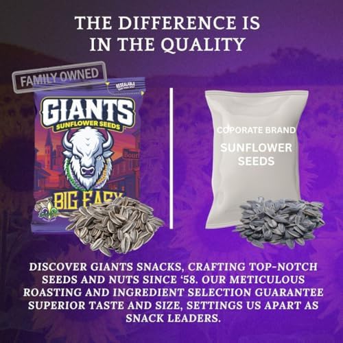 GIANTS Big Easy Sunflower Seeds - Sunflower Seeds to Eat, High Protein Snack, Smoky BBQ & Vinegar, Source of Vitamin E & Fiber Content - 5 oz Resealable Bags (Pack of 3) - Image 6