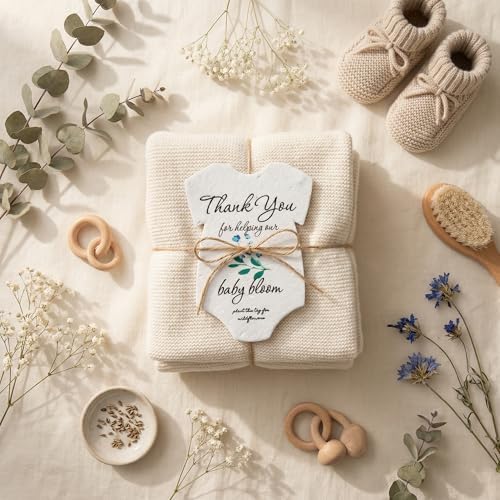 15 Blue Onesie-Shaped Gift Wrap Tags with Wildflower Seeds - Image 5