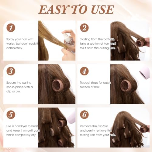 Therwen 18 Pcs Thermal Hair Roller for Women with Long Hair,Earth Tones - Image 5
