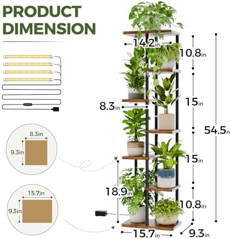 Bamworld Plant Stand with Grow Light for Indoor Plants Corner 7 Tier - Image 3