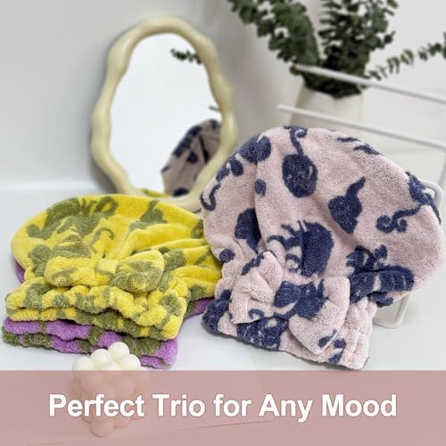 Jseng 3Packs Microfiber Hair Towel for Women - Quick-Drying, Super Absorbent Hair Wrap with Bow Design, Soft Hair Towel Turban for Curly Long Wet Hair - Image 7