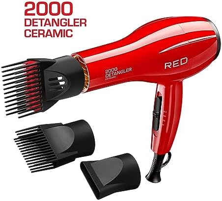 Kiss Products Red Detangler Dryer Plus 3 Attachments, 1.75 Pound - Image 3
