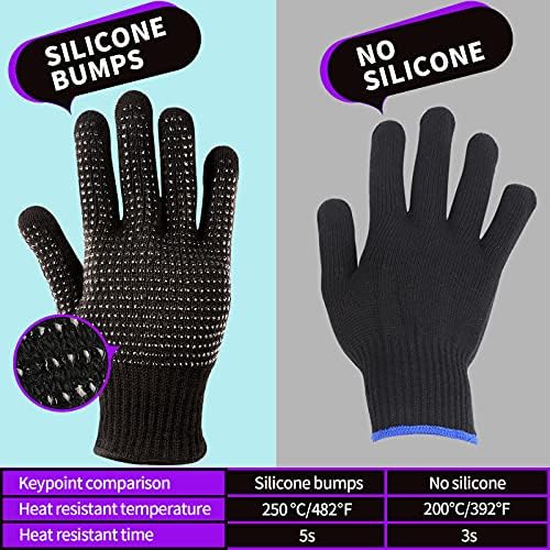 Teenitor Heat Resistant Glove With Silicone Bumps For Hair Iron Tool, Professional Heat Gloves For Heat Press, Heat Protectant Gloves For Hair Styling, Black - Image 3