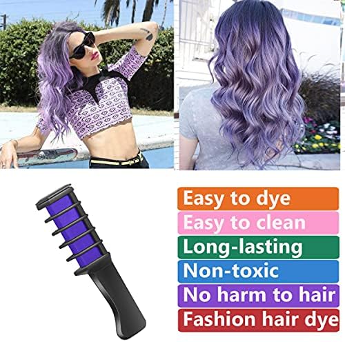New Hair Chalk Comb Temporary Bright Hair Color Dye for Girls Kids, Washable Hair Chalk for Girls Age 4 5 6 7 8 9 10 New Year Birthday Cosplay DIY Halloween, Christmas（Purple) - Image 4