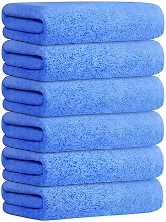 JML Bath Towel, Microfiber, 6 Pack, 30" x 60", Blue by JML